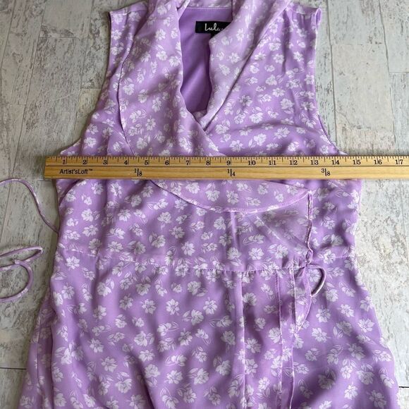 Lulu’s Cornelia Lavender Floral Print Ruffled Wrap Midi Dress - Picture 11 of 13